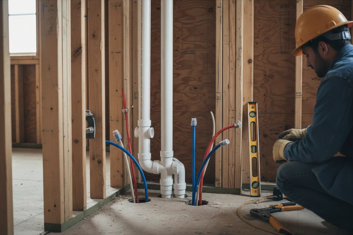 Drain and supply rough-in during Leak Detection in Westmont